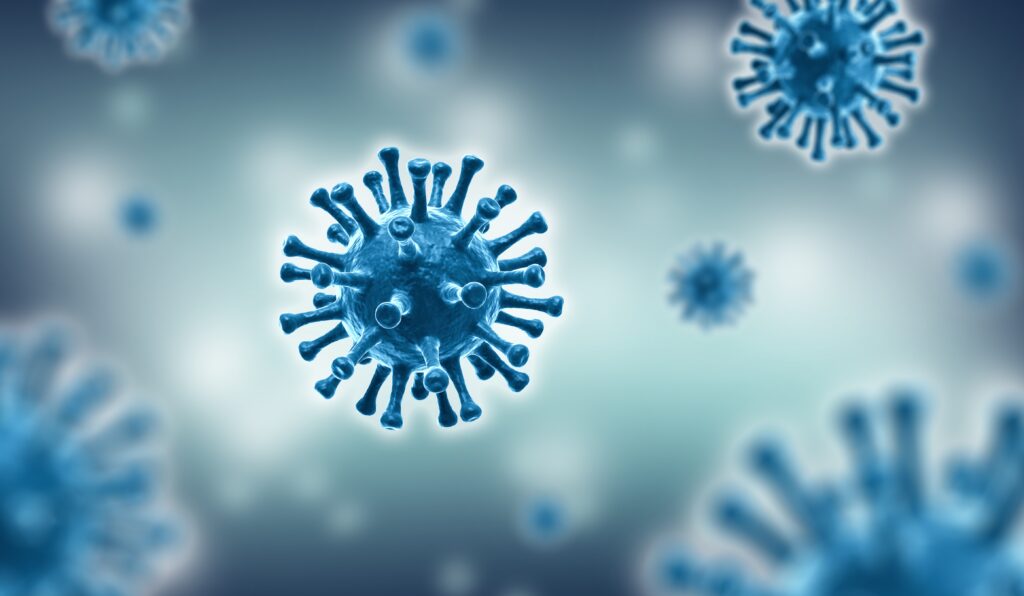 corona virus illustration blue virus on blurry ba 2023 11 27 05 11 58 utc
